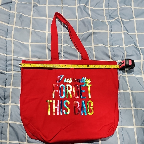 Source Unknown Red Tote with Multicolor Text NWOT - Picture 1 of 4